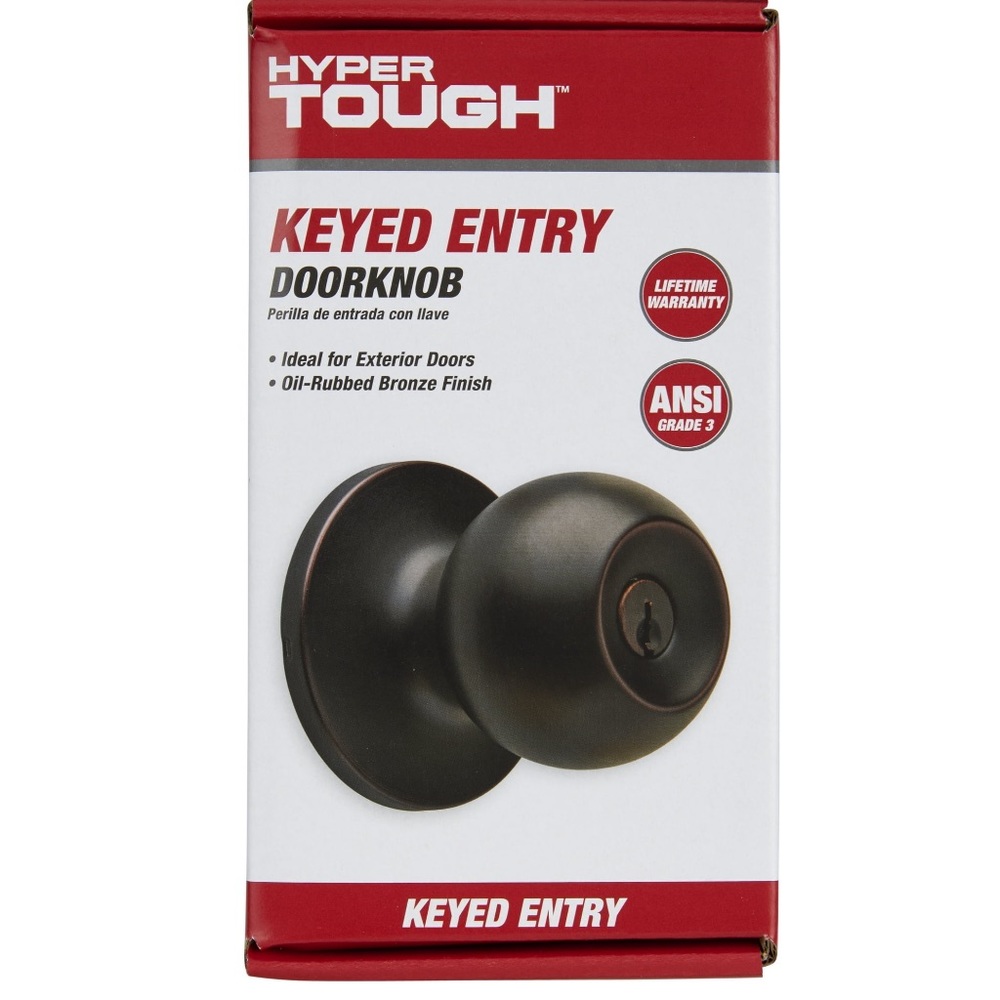 Hyper Tough Keyed Entry Ball Doorknob Oil-Rubbed Bronze Finish NEW